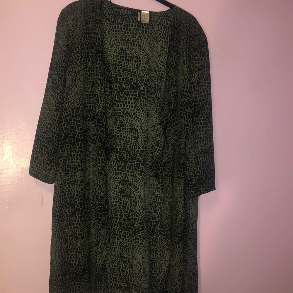 GREEN CROC PRINT WATERFALL FRONT JACKET